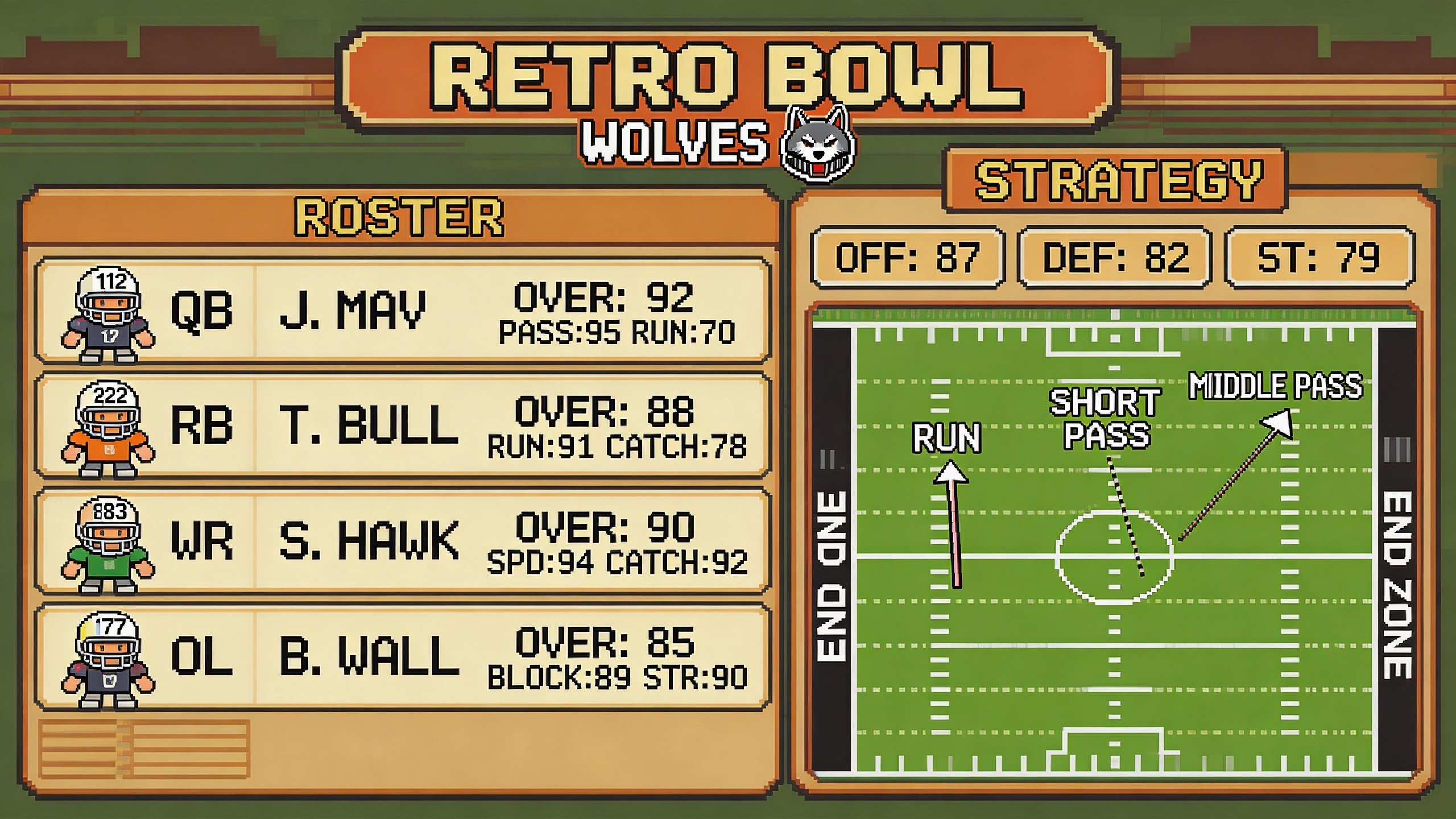 Retro Bowl team management